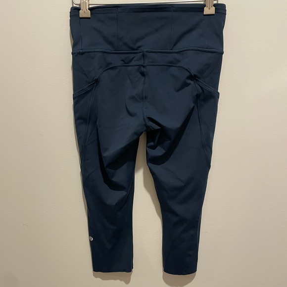 EUC Lululemon Fast & Free Crop ll *Nulux 19” Navy Blue - Picture 10 of 11